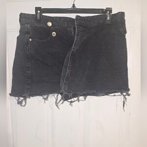 ZARA Denim Mini Skirt Raw Hem Asymmetrical Size M
